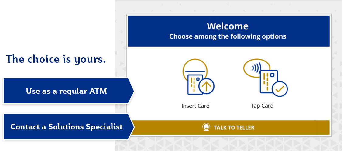 The Choice is Yours. Use as a Regular ATM or Contact a Solutions Specialist